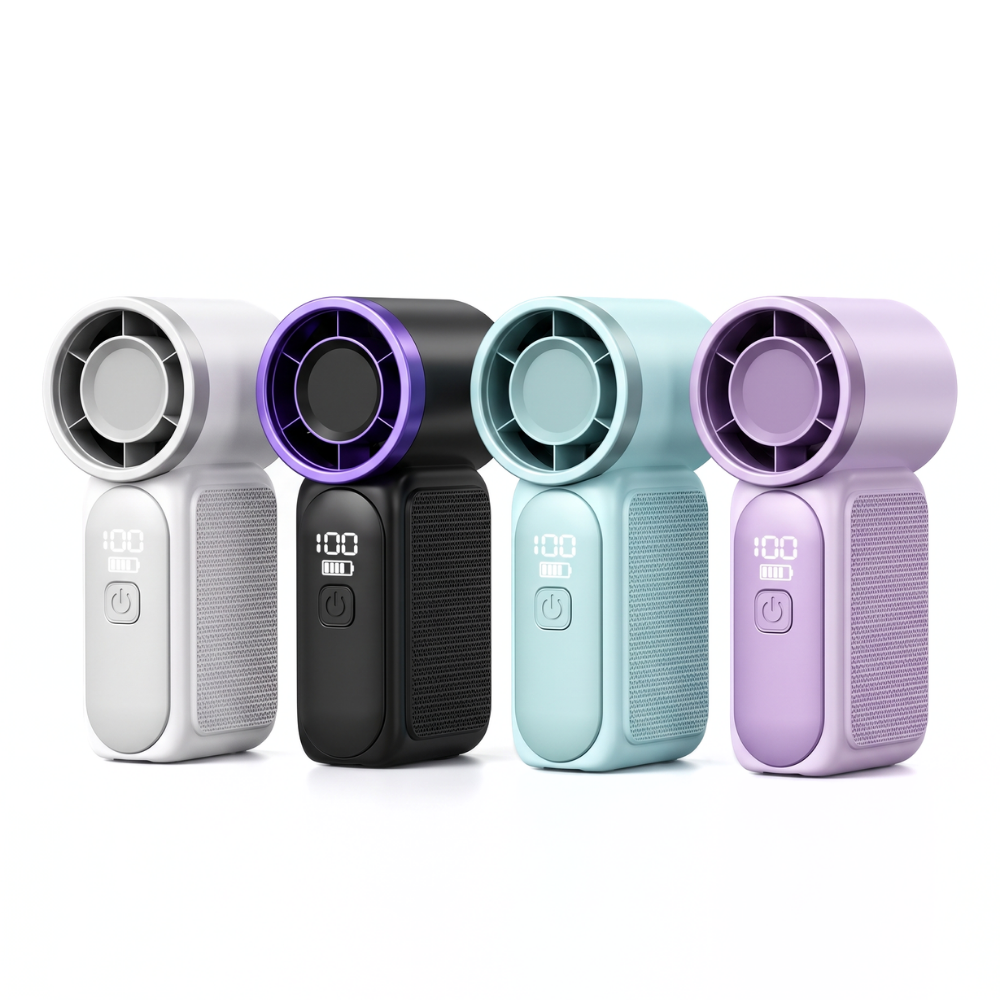TurboBreeze – 3000mAh Mini Handventilator met Digitaal Display