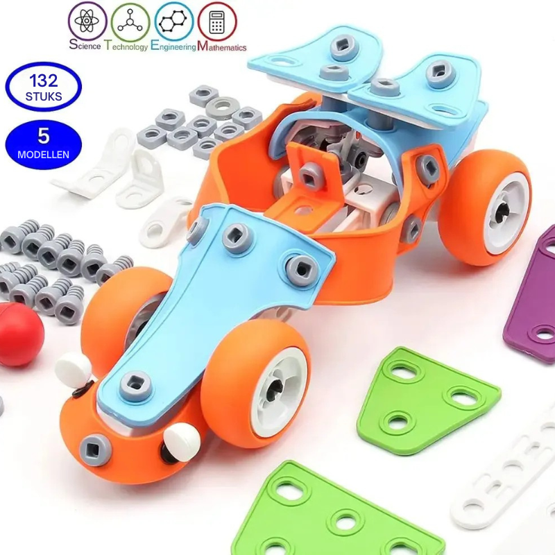 GeniusBuilder™ – Bouw- & STEM Speelset met 132 Onderdelen