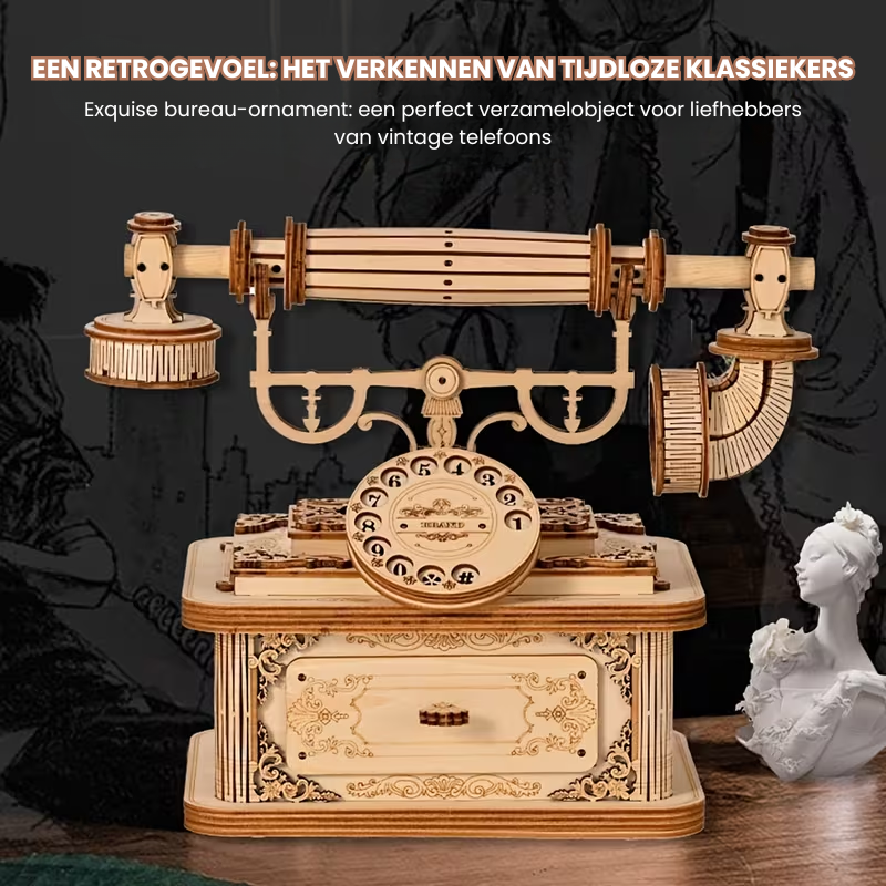 EuroDial™ – Vintage Europese 3D Houten Telefoon Puzzel