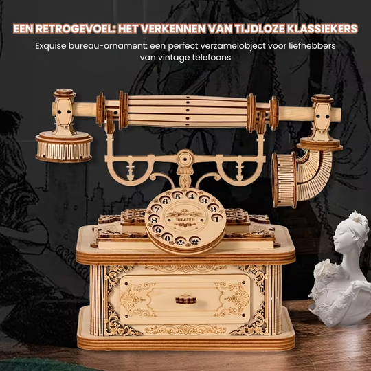 EuroDial™ – Vintage Europese 3D Houten Telefoon Puzzel
