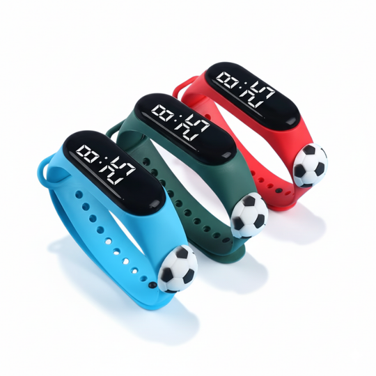SoccerTime – LED Digitaal Kinderhorloge – Sportieve Voetbal Armband