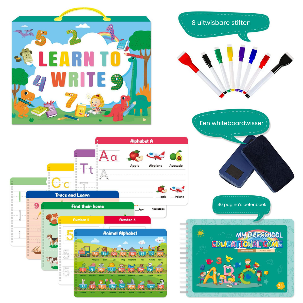 WriteSmart – Herbruikbare Engelse Schrijf & Leer Set