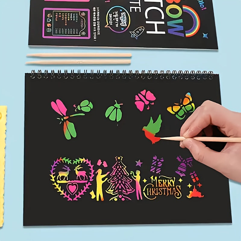 RainbowScratch™ – Kleurrijk Kraskunst Notitieboek met 23-delige Set