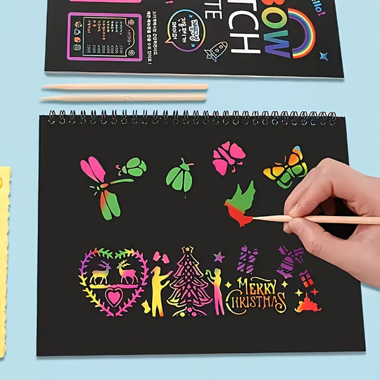 RainbowScratch™ – Kleurrijk Kraskunst Notitieboek met 23-delige Set