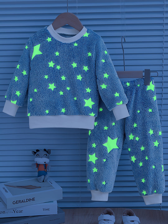 StarGlow™ – Jongens Pyjama Set – Pluche & Sterrenprint
