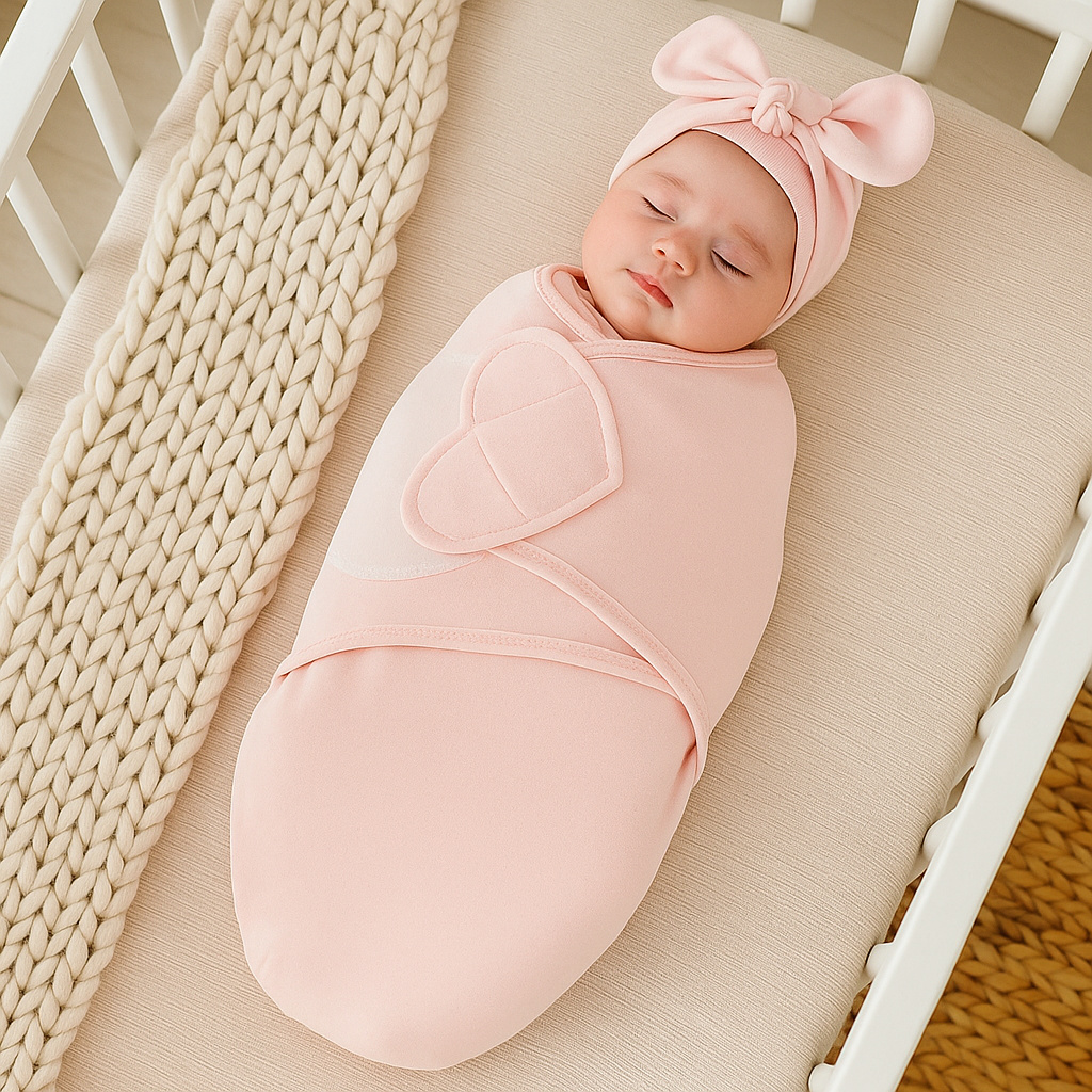 SnuggleWrap – Luxe Inbakerdoek met Mutsje voor Pasgeborenen