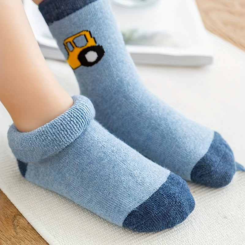 CarCozy™ – 10-Pack Jongens Cartoon Auto Sokken Set – Dikke Gebreide Sokken