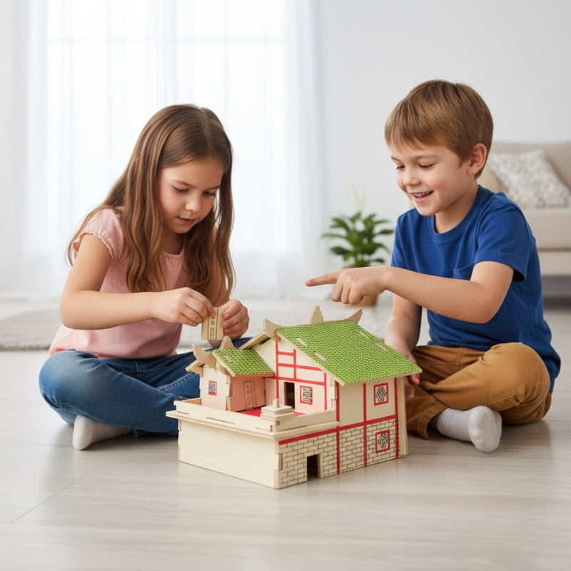 HiddenHouse – 3D Houten Bouwpuzzel Huis