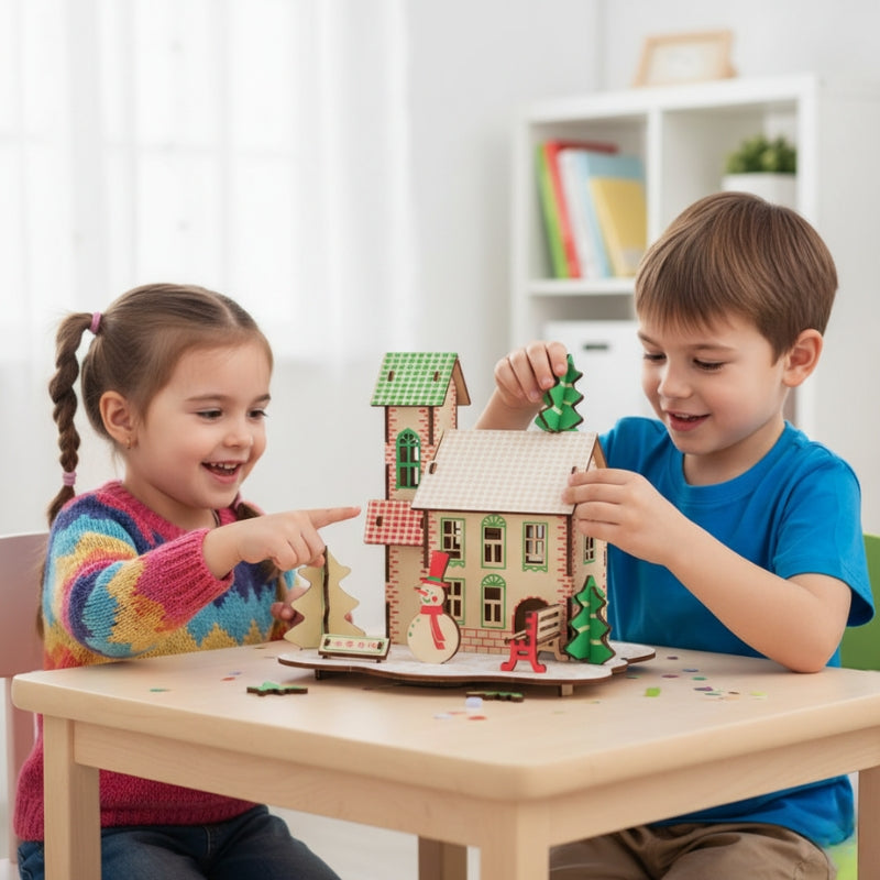 SnowHouse – 3D Houten Bouwpuzzel Sneeuwhuis