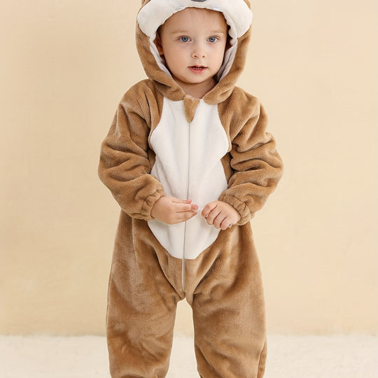 FuzzyCub™ – Schattige Dierenromper met Capuchon voor Babyjongens