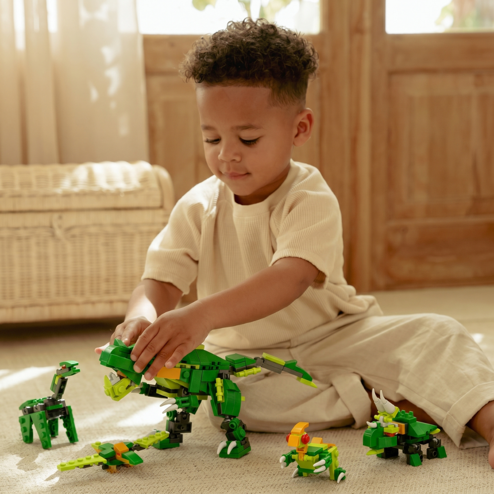 DinoBuilder – 6-in-1 Dinosaurus Bouwset (138 Stuks)