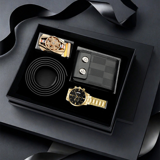PrestigeGent – Heren Cadeauset met Horloge, Portemonnee en Riem