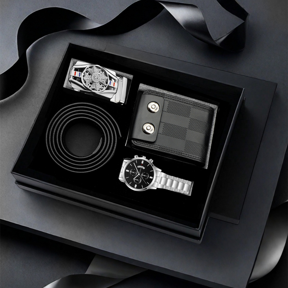 PrestigeGent – Heren Cadeauset met Horloge, Portemonnee en Riem