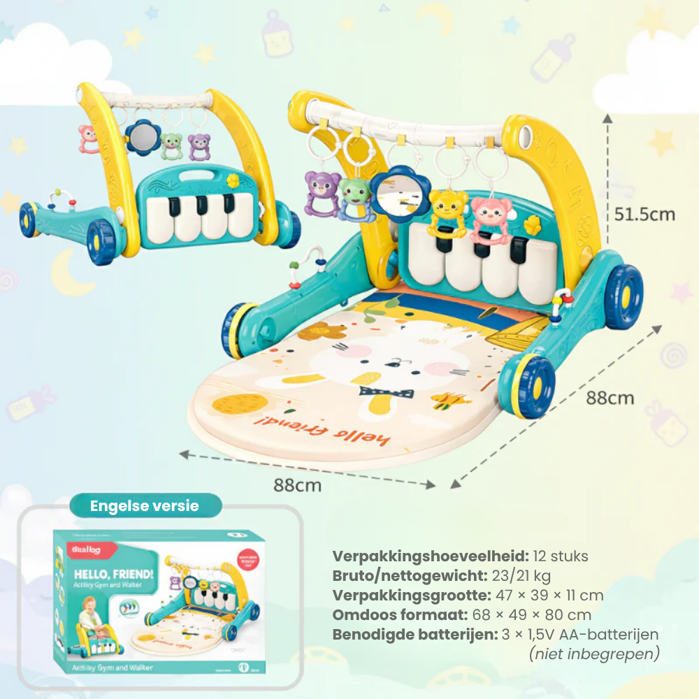 WalkyPlay – 3-in-1 Baby Walker en Speelmat
