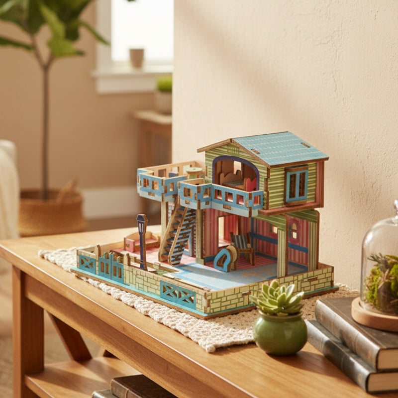 BlueSeasideVilla – 3D Houten Bouwpuzzel Strandvilla