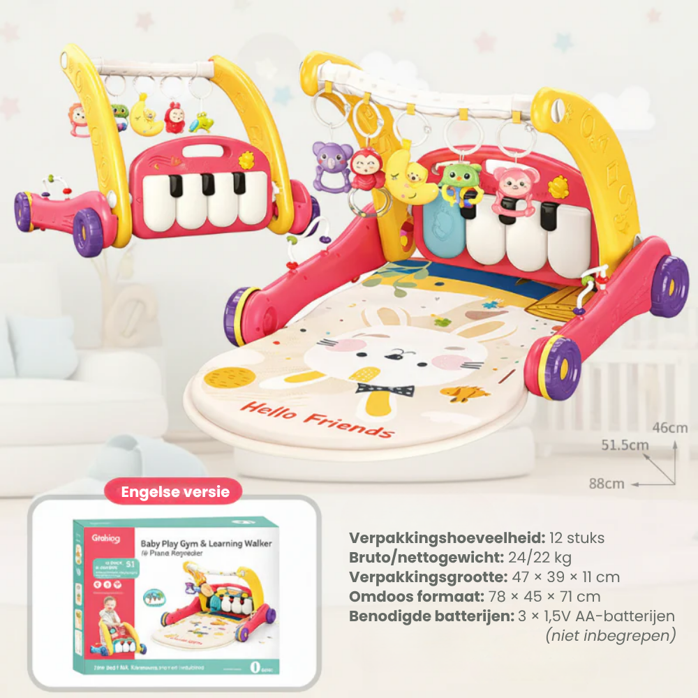 WalkyPlay – 3-in-1 Baby Walker en Speelmat