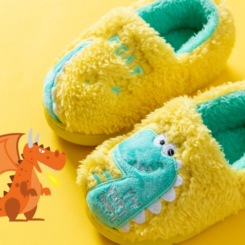 DinoHops – Pluche Kinderpantoffels met Vrolijke Dinofiguren