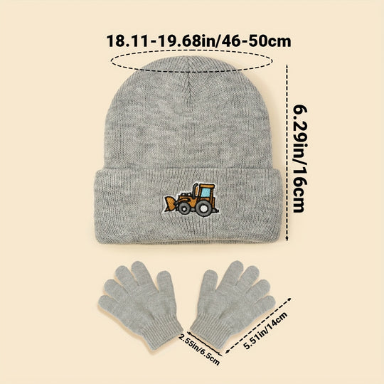 BuildBuddy™ – Baby Winterset met Voertuig – Gebreide Beanie & Handschoenen