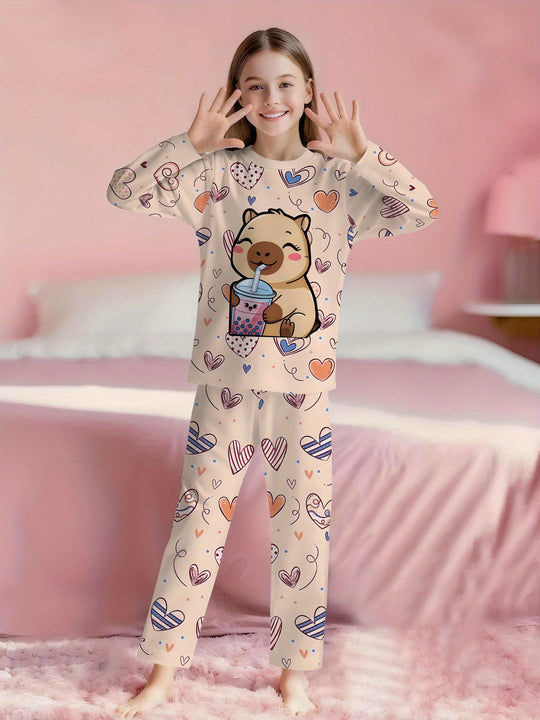 CapyCozy™ – Meisjes Capybara Pyjama Set