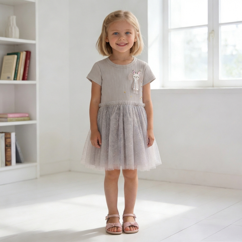 Olivia – Rib Tulle Jurk