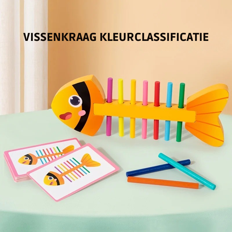 KleurenVis™ – Educatief - Montessori Kleur sorteer Spel van Hout
