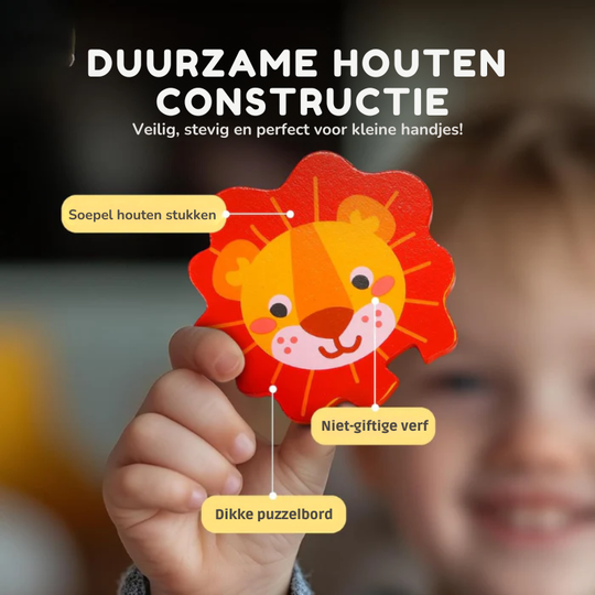 MiloMinds™ – Houten Chunky Puzzelset – Montessori Leer Speelgoed