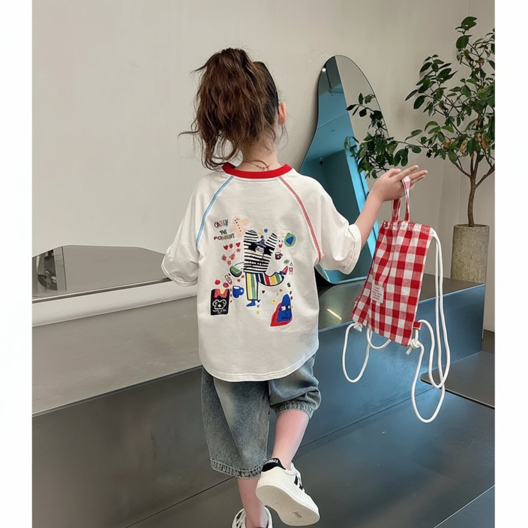 Doodle kinder T-shirt detail print - Milo & Moon