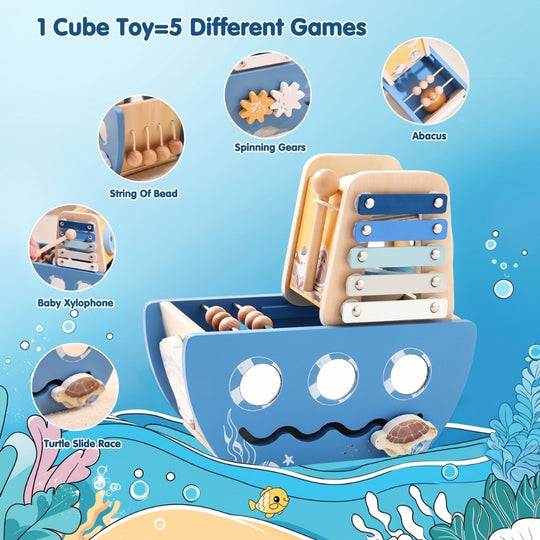 PiratePlay – Houten Piratenschip 5-in-1 Speelset