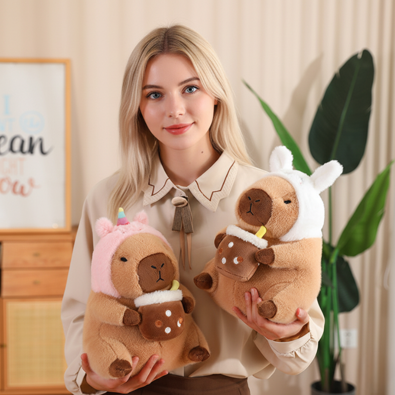 BobaCapy – Capibara Knuffel met Bubble Tea