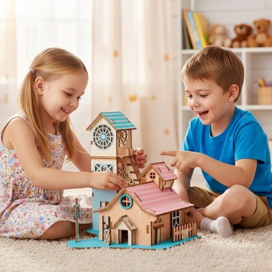 RiverSideVilla – 3D Houten Bouwpuzzel Rivierhuis