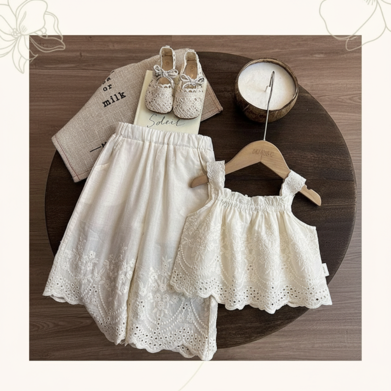 Zomerlief broek met wijde pijpen meisjes - Milo & Moon