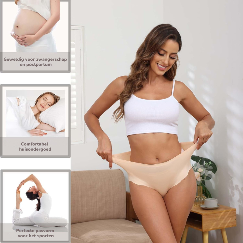 ComfyCurve™ – 4-pack Naadloos Damesondergoed, Hoge Taille, Comfortabel en Vormgevend