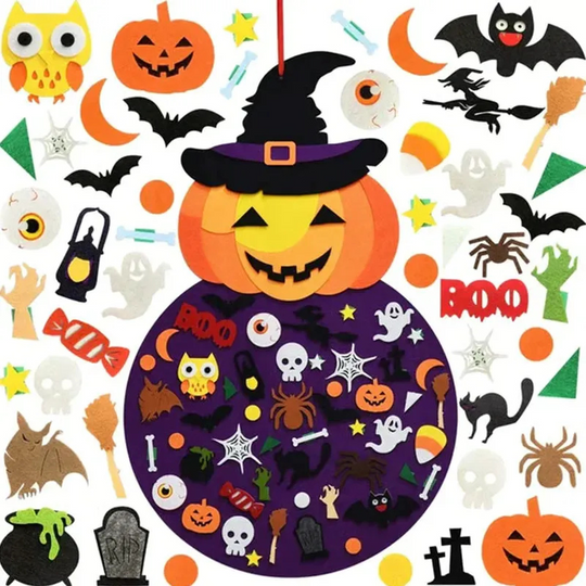 PumpkinPlay™ – DIY Halloween Pompoen Knutselset – Educatief Peuterspeelgoed in Vilt