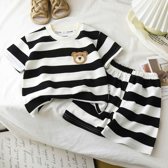 StripeBuddy – T-shirt en Shorts Set voor Jongens