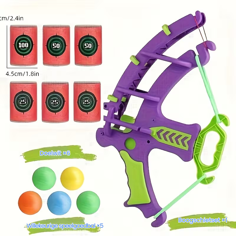 ArrowFun™ – 12-delige Interactieve Boogschietset met Targets & Gekleurde Ballen