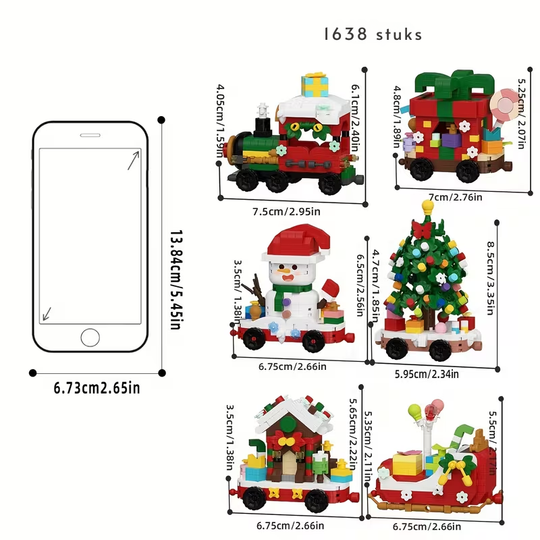 HollyBricks™ – 1098/1638-delige Trein Kerst Bouwstenen Combinatie Set