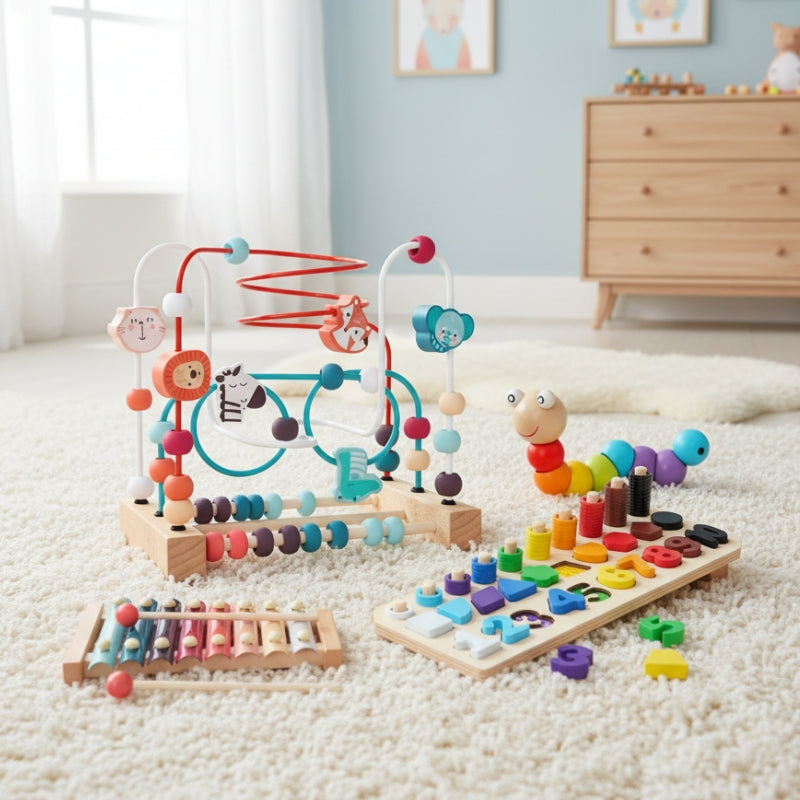 PlayCortex – 4-delige Houten Speelgoedset