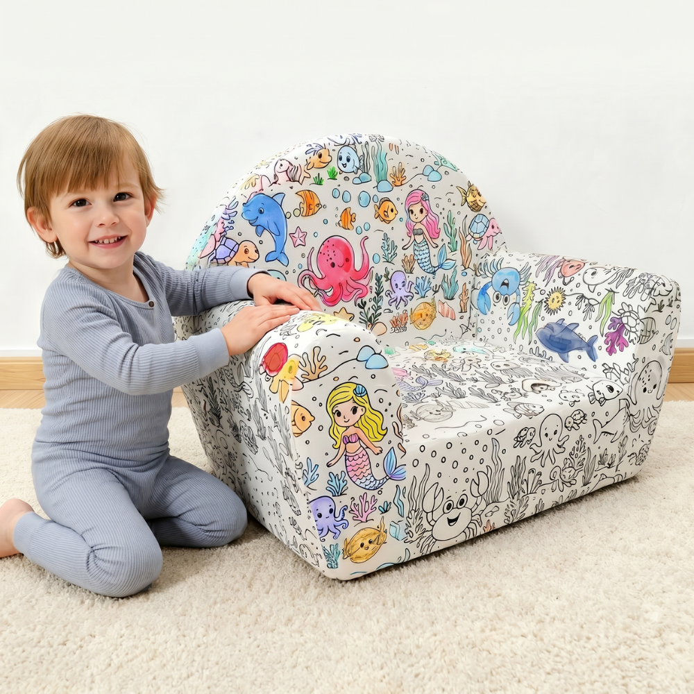 ColorCouch – Inkleurbare Kinderbank met Wasbare Hoes