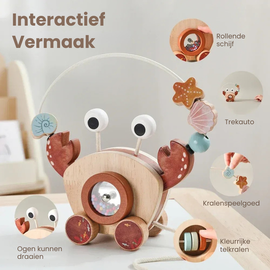 CrabbyPull™ – Houten Trekkrab Speelgoed – Leuk & Educatief