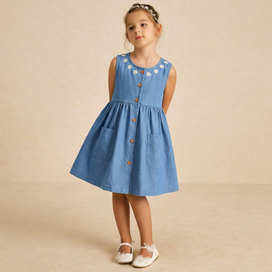 Selma – Denim Bloemenjurk