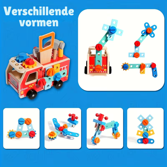 FireTruckBuild™ – Houten Brandweerauto Bouwset – Educatief Speelgoed
