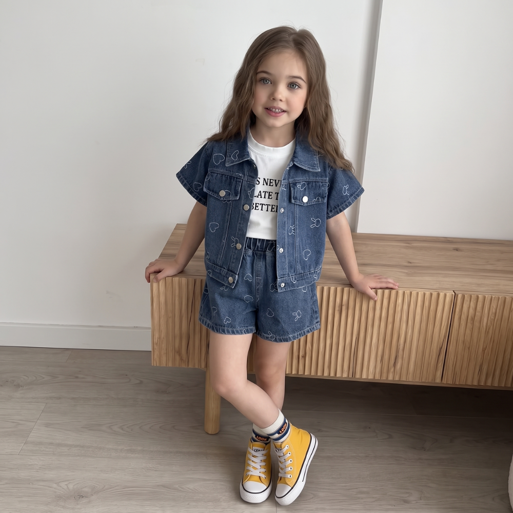 HeartDenim – 3-delige Denim Kledingset voor Kinderen