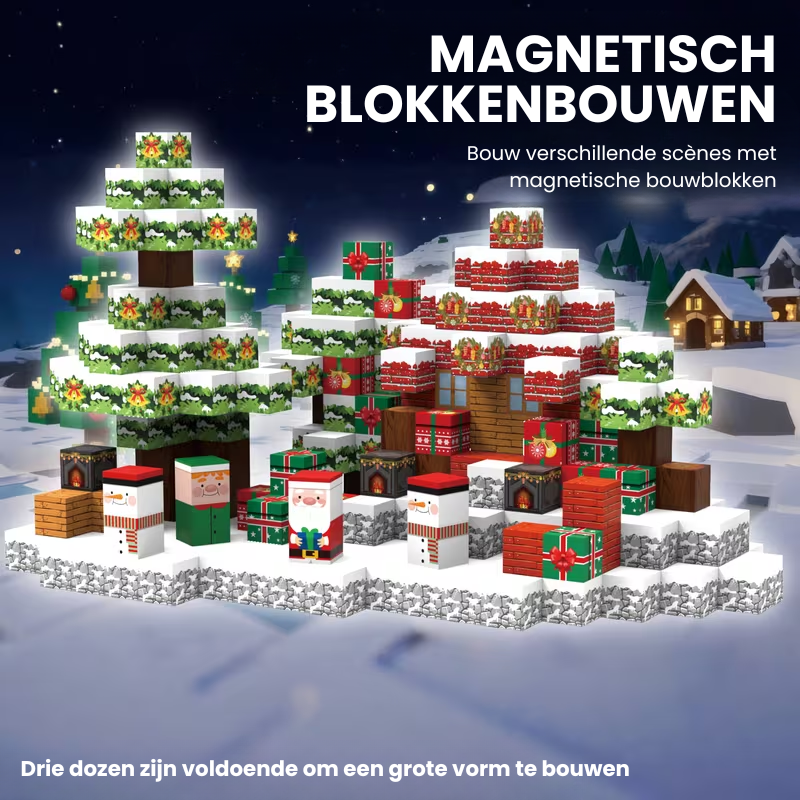 MagniXmas™ – 150-delige Magnetische Kerstthema Bouwblokken Set