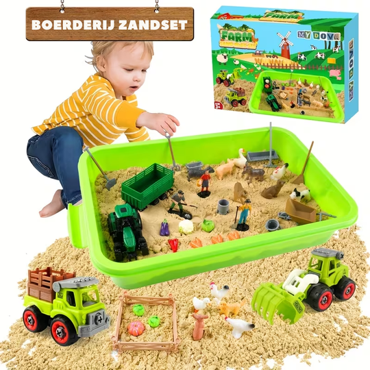 FarmFun™ – Sensorisch Boerderij Speelset – DIY Zandbak Speelgoed met Tractor & Dieren