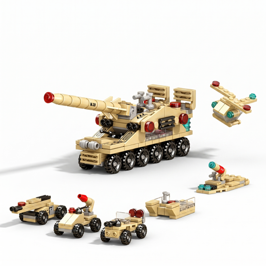 TacticalBuilder – 6-in-1 Militair Voertuig Bouwset (135–139 Stuks)
