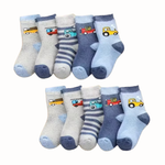CarCozy™ – 10-Pack Jongens Cartoon Auto Sokken Set – Dikke Gebreide Sokken