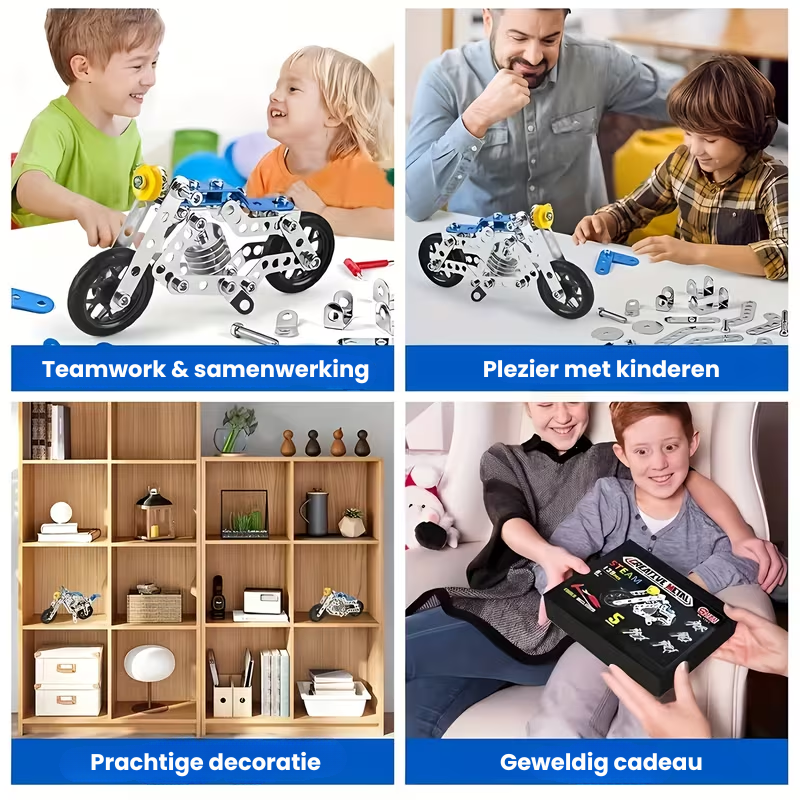 MotoForge™ – 5-in-1 Metalen Wisselbare Motor Bouwset voor Kinderen