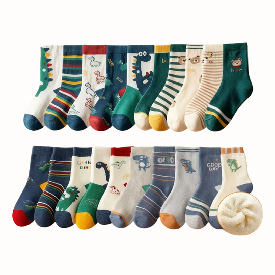 DinoPlush™ – 20-Pack Jongens Dinosokken Set – Warme Winter Sokken
