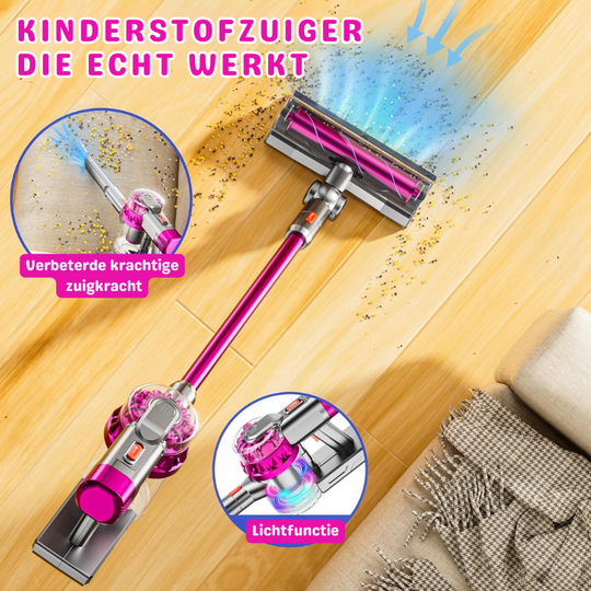 TinyHelper™ – Realistische Speelgoedstofzuiger – 4-in-1 Licht & Geluid