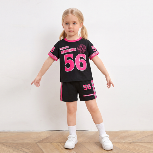 SunnyBloom – Jersey T-shirt met Shorts voor Meisjes